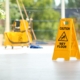 Wet floor sign on floor